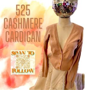 525 AMERICA TAUPE CASHMERE BLEND CARDIGAN SWEATER